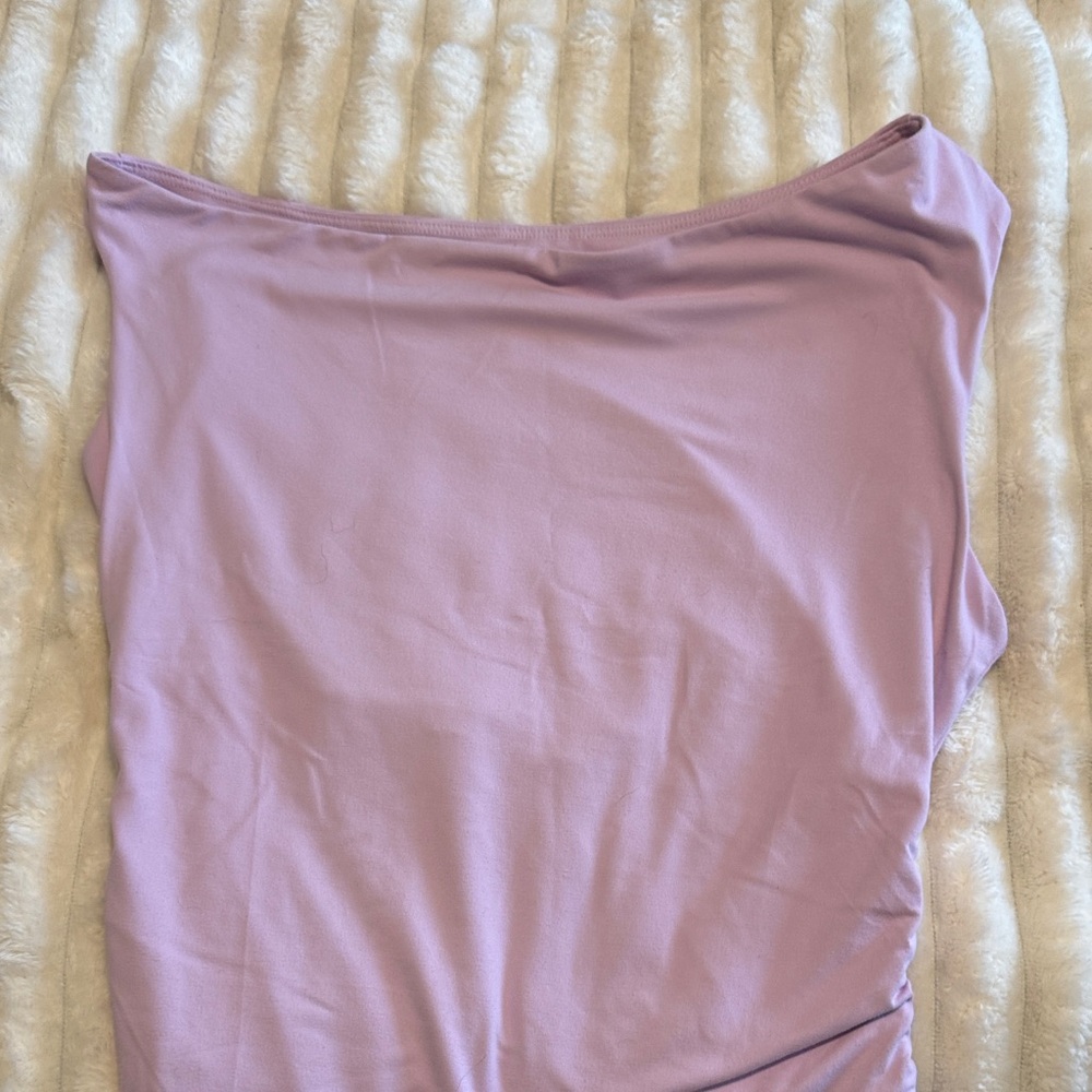 Lavender Off-Shoulder Crop Top